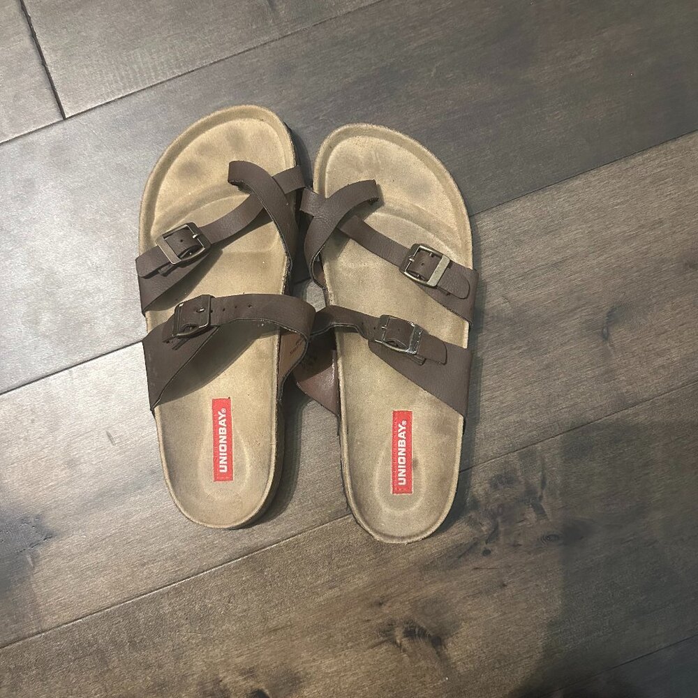 Union Bay Brown Strappy Slide Sandals, Women's Size 7